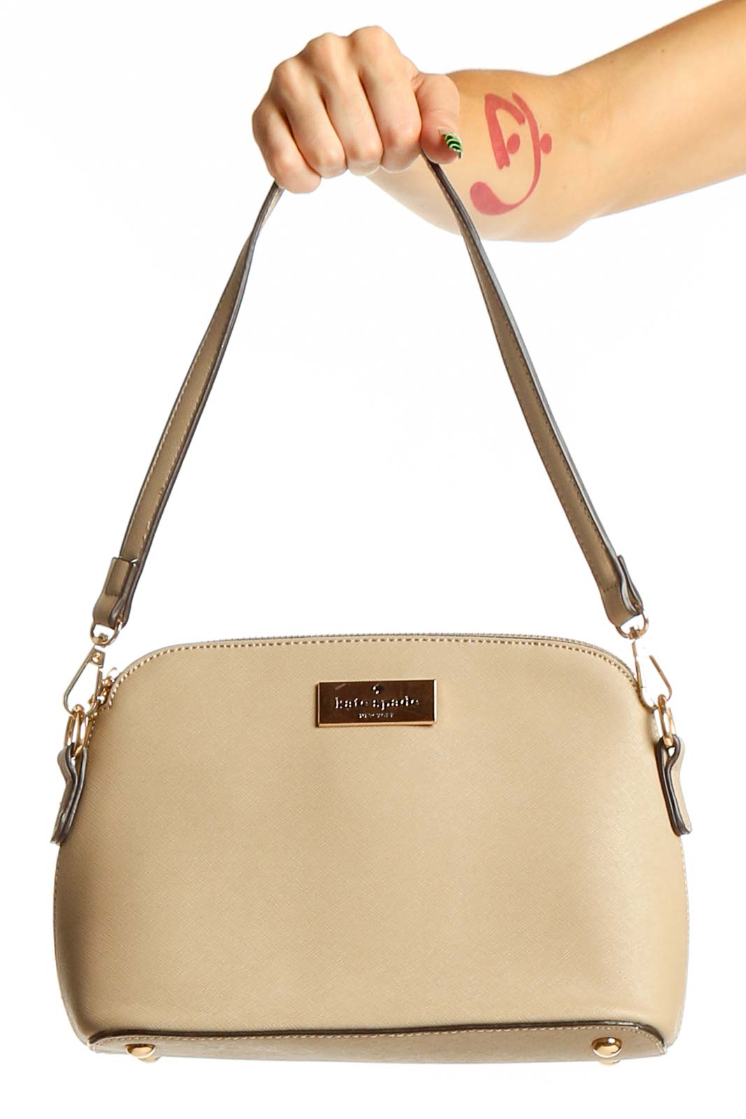 Beige Elegant Crossbody Bag Front
