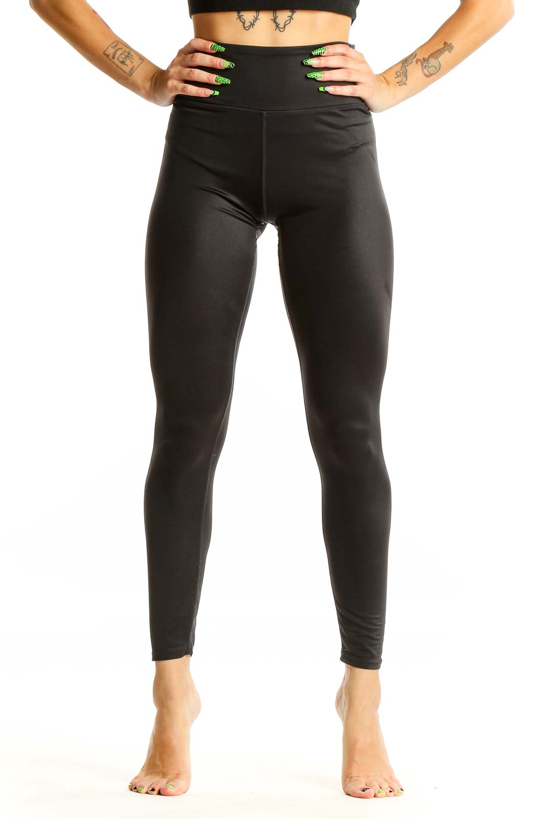 Black High-Waisted Performance Leggings Front
