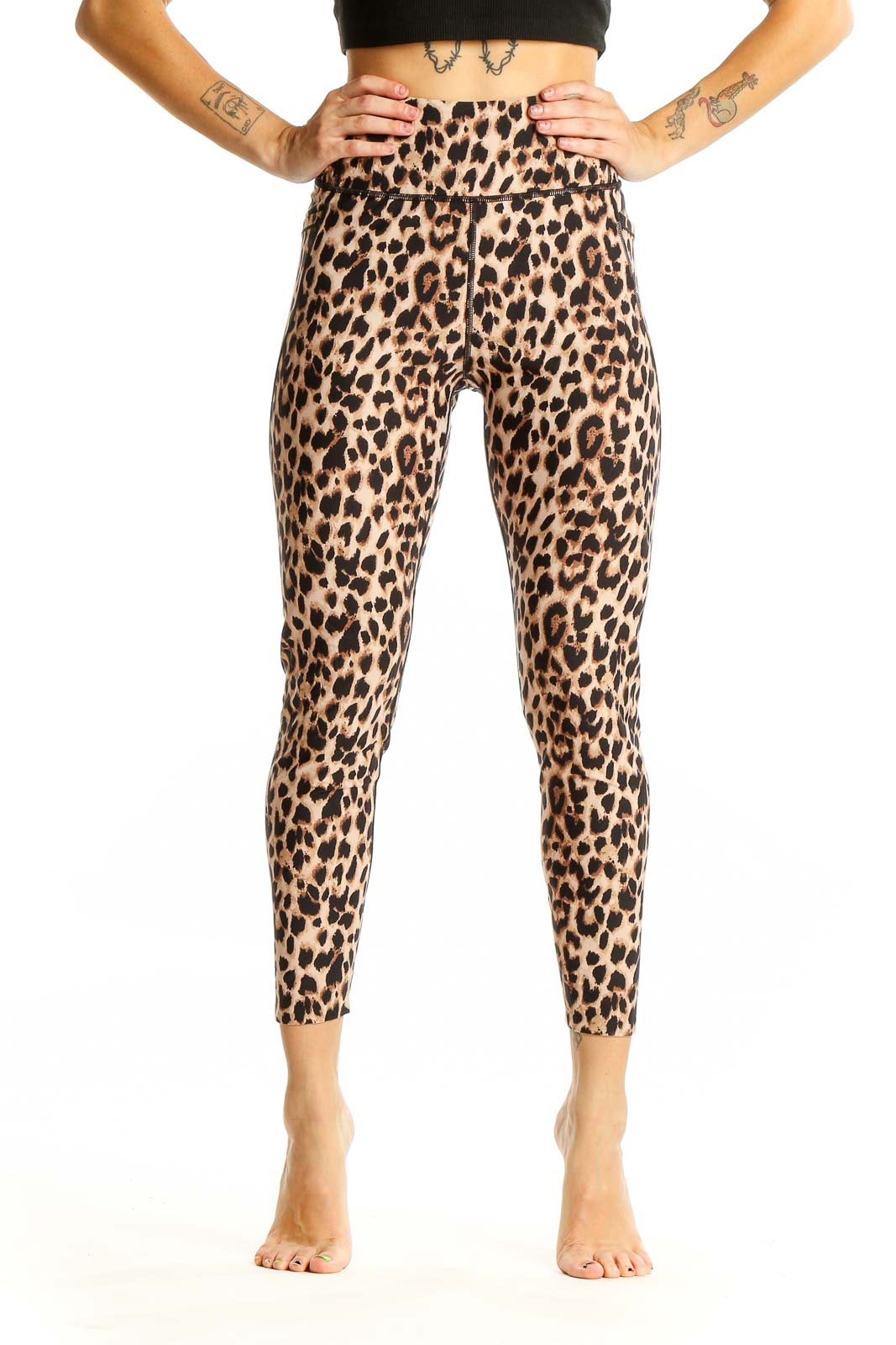 Leopard Print High-Waisted Activewear Leggings Front