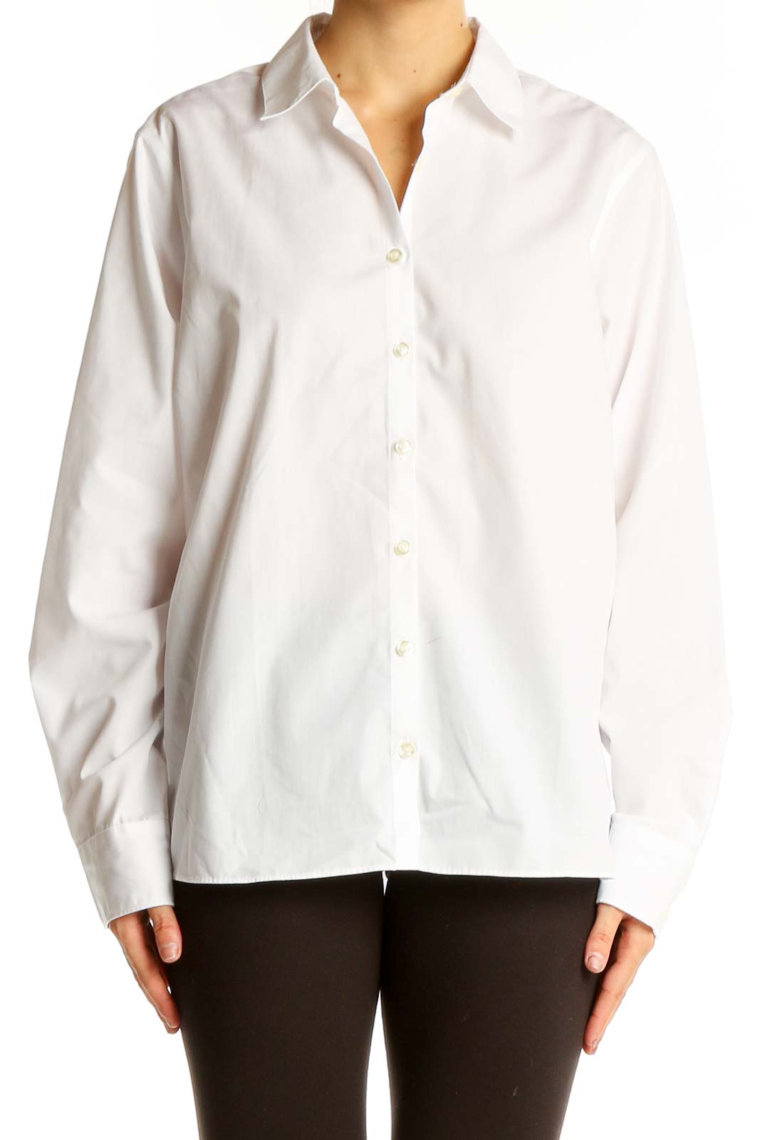 White Classic Button-Down Shirt Front