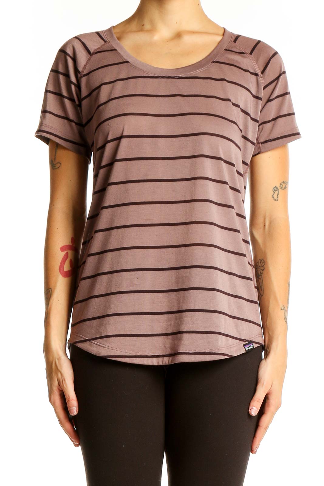Mauve Striped Short-Sleeve T-Shirt Front