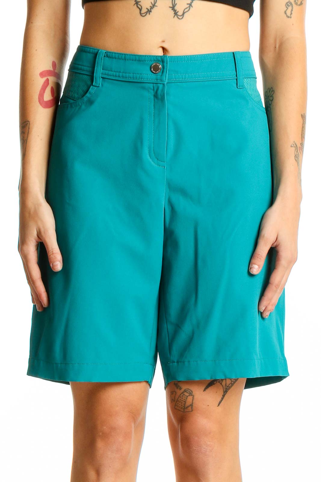 Teal Bermuda Activewear Shorts Front