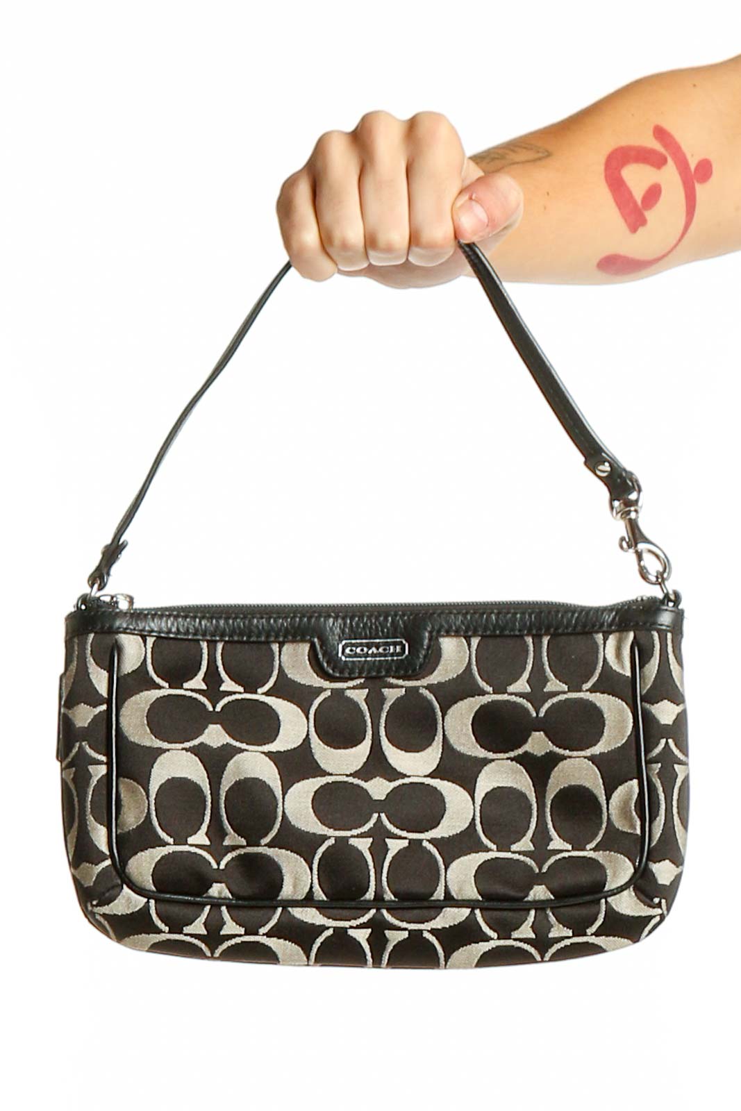 Black and White Signature Print Clutch Front