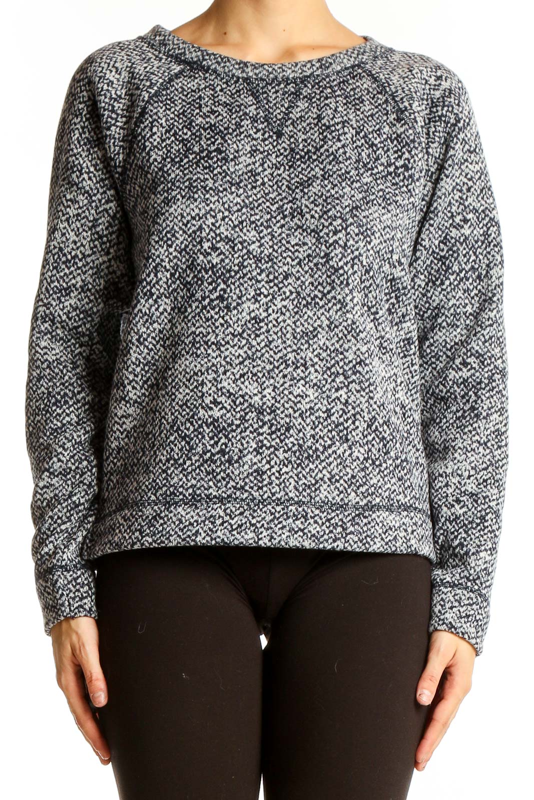 Gray Marled Knit Sweater Front