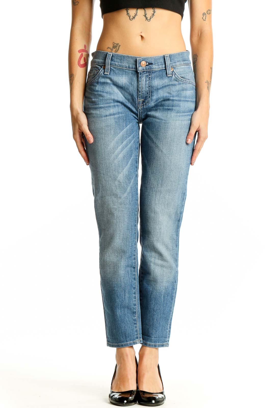 Light Blue Straight Leg Jeans Front