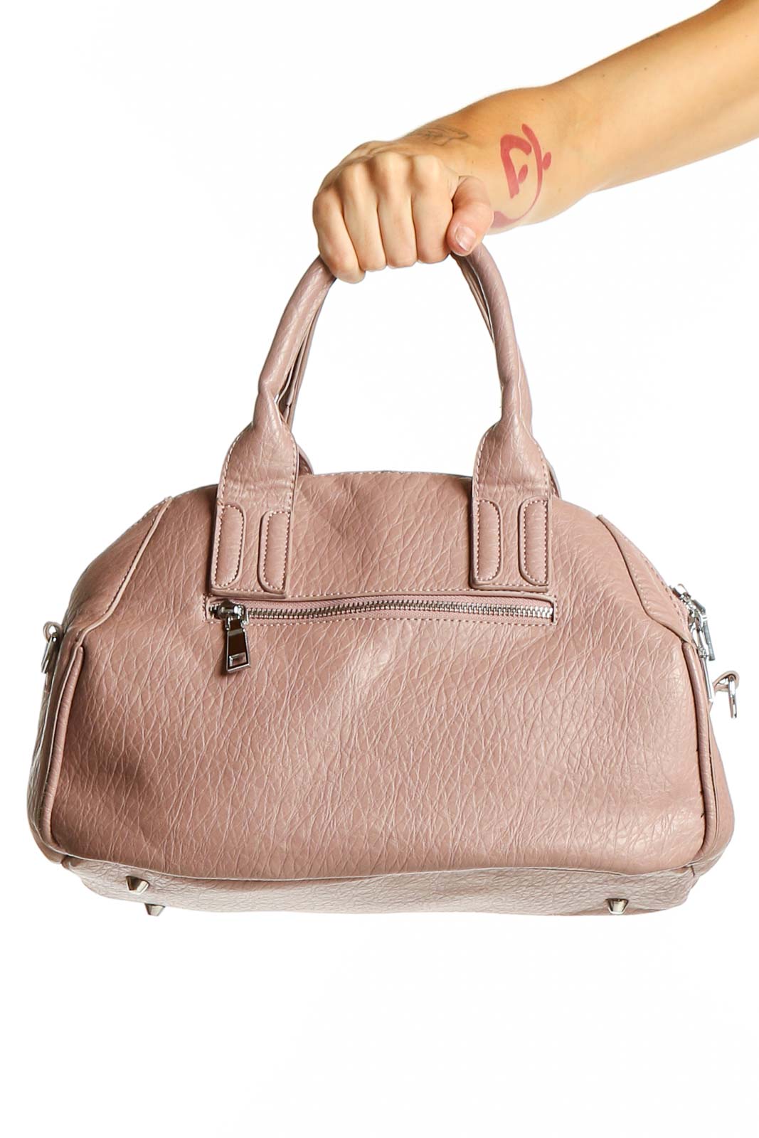 Blush Pink Textured Crossbody Bag Front