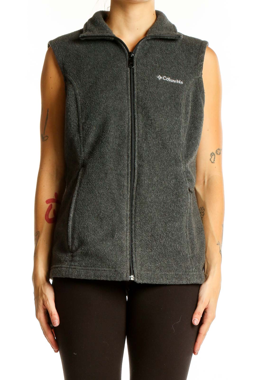 Charcoal Gray Fleece Vest Front