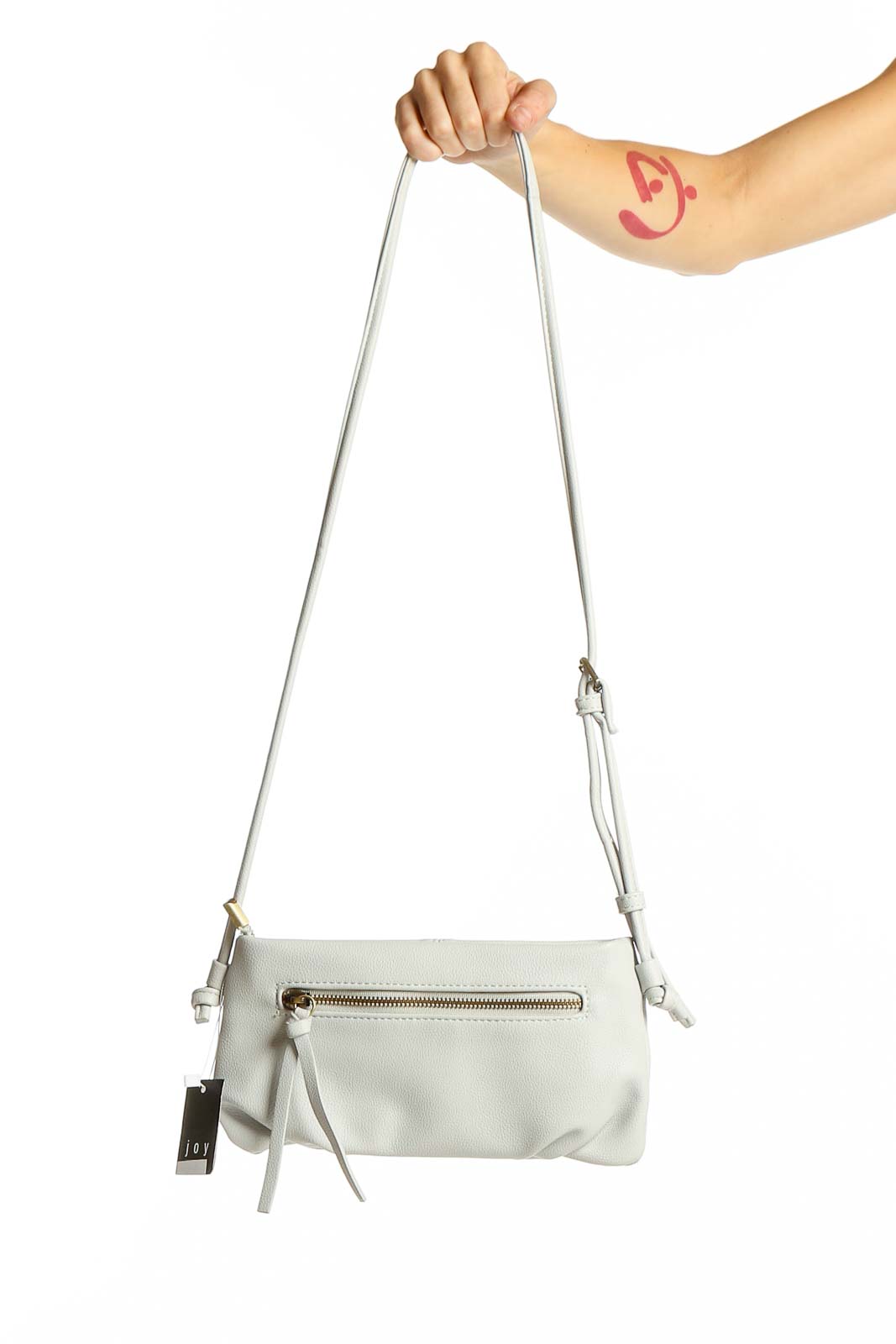 White Compact Crossbody Clutch Front
