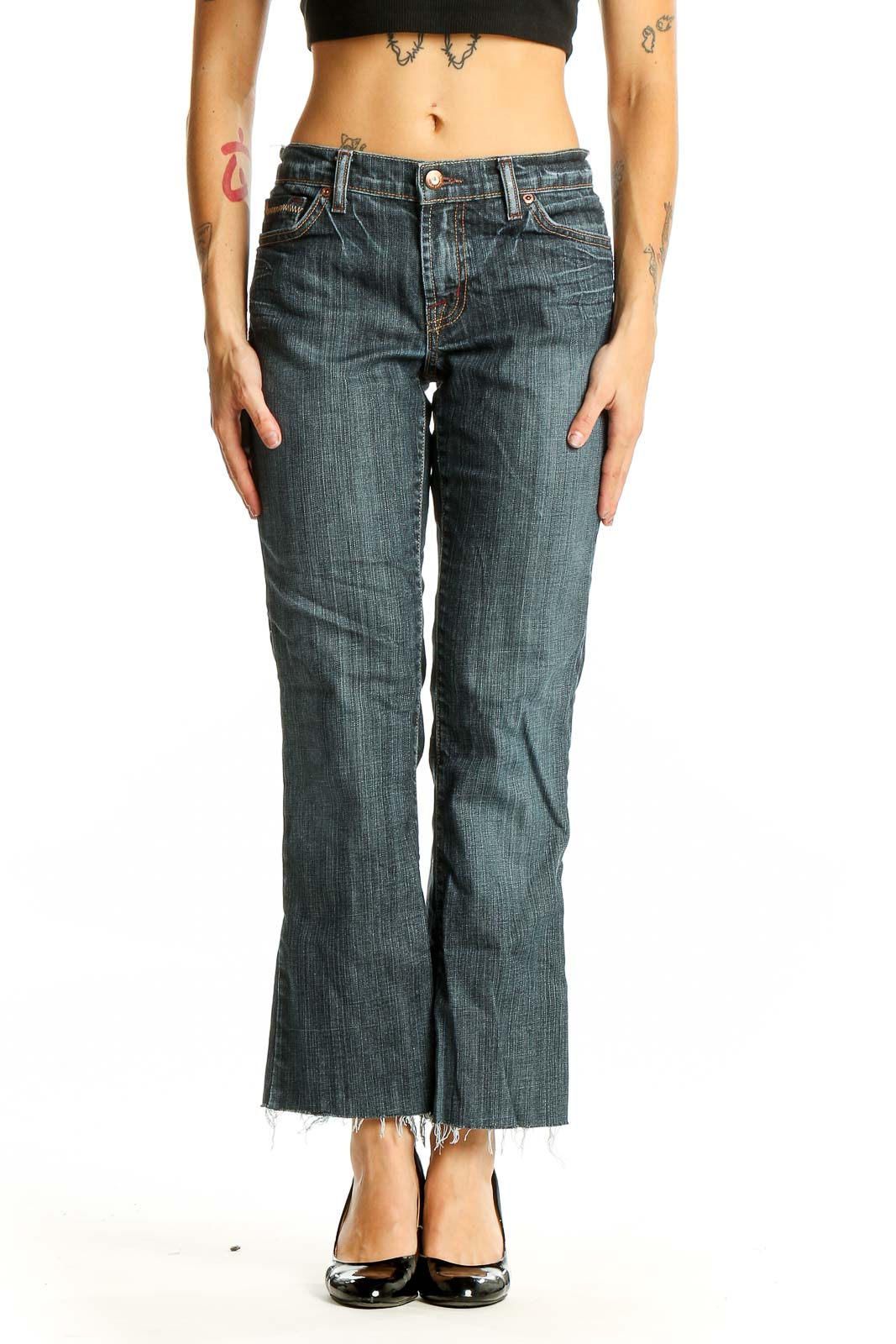 Blue Bootcut Denim Jeans Front