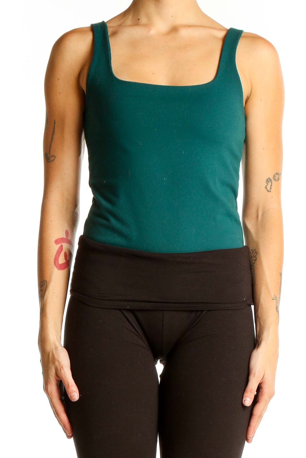 Teal Square Neck Tank Top Front