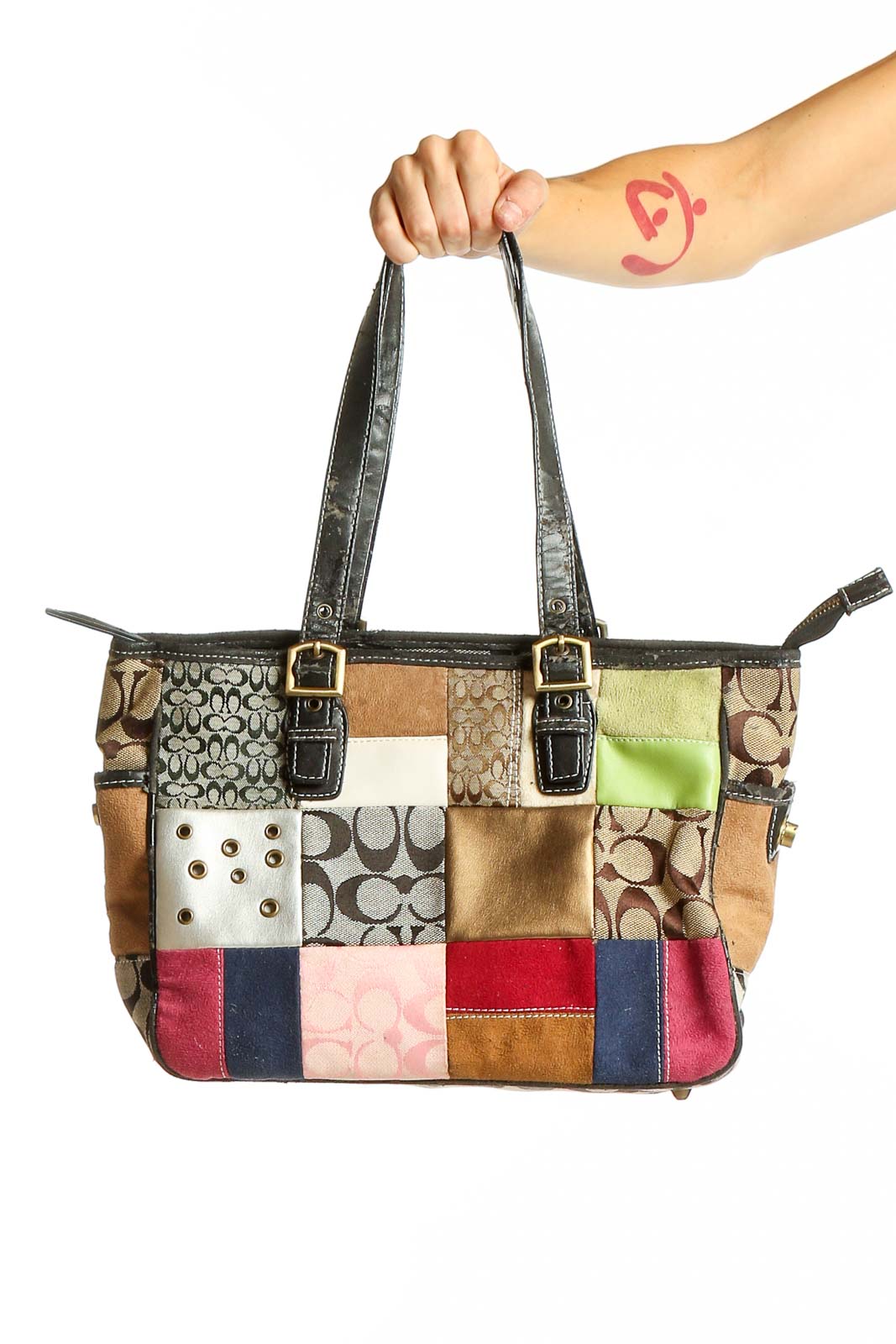 Multicolor Patchwork Leather Shoulder Bag Front