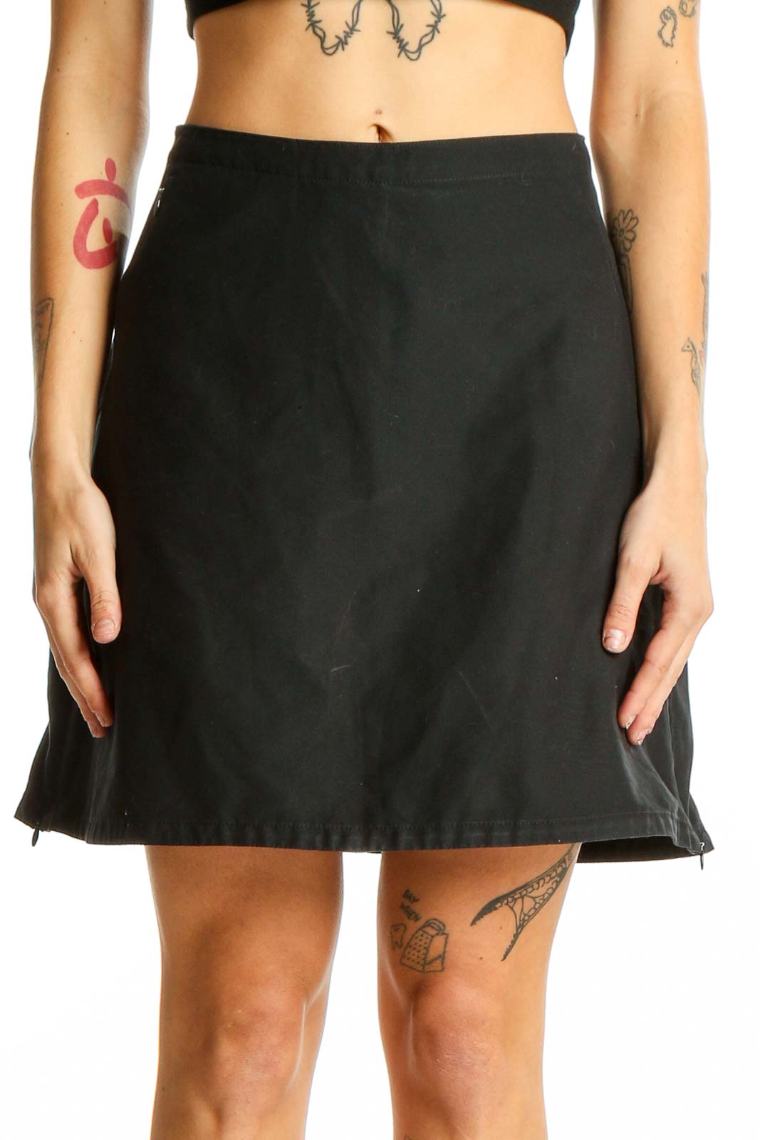 Black Polyester Athletic Skirt Front