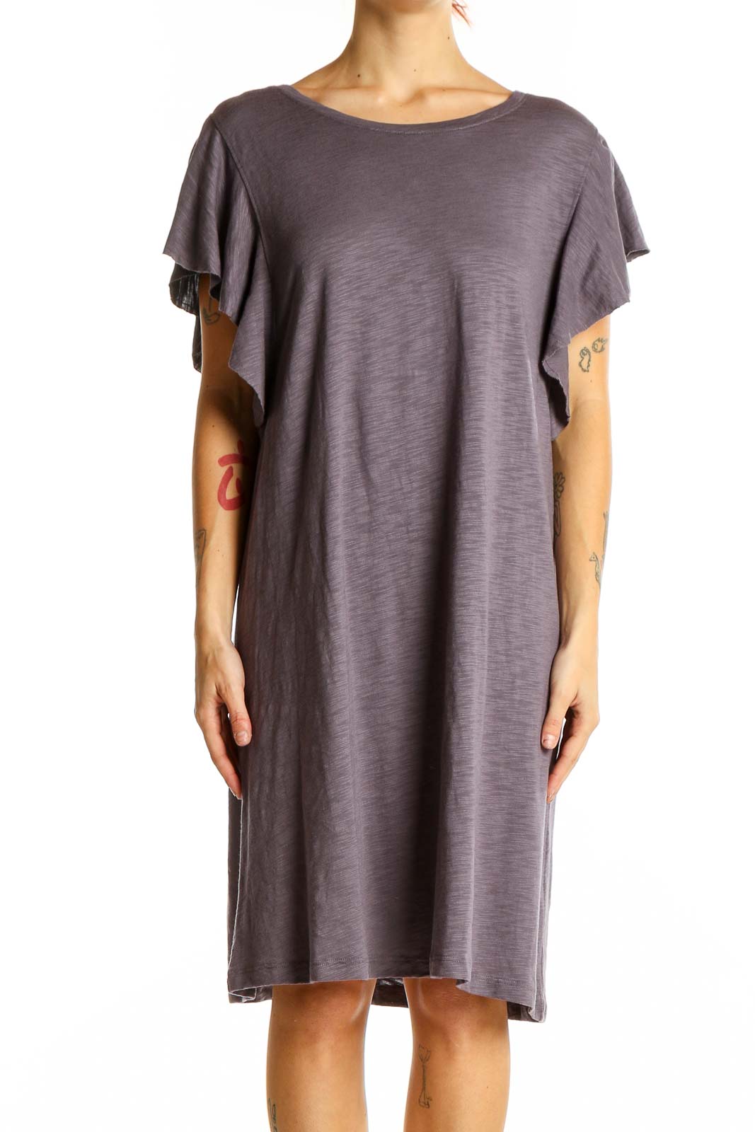 Gray Modal and Pima Cotton T-Shirt Dress Front