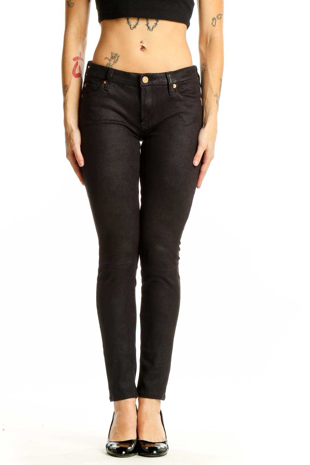 Black Sleek Skinny Pants Front
