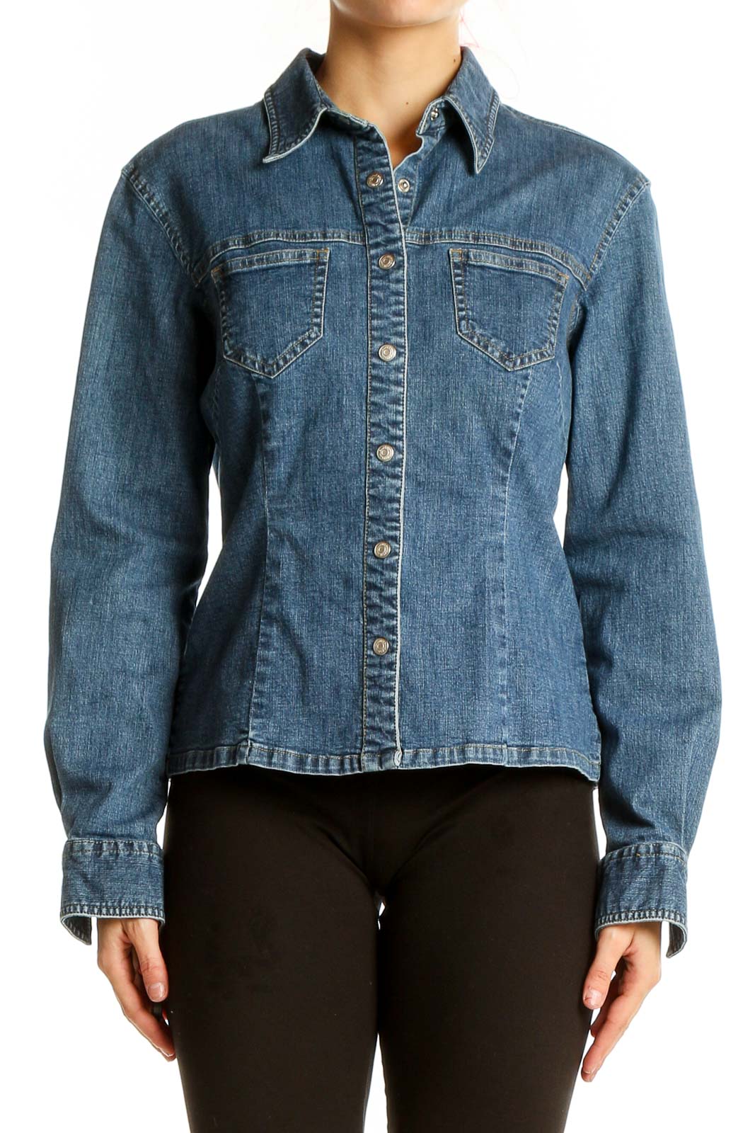 Blue Classic Denim Button-Up Shirt Front