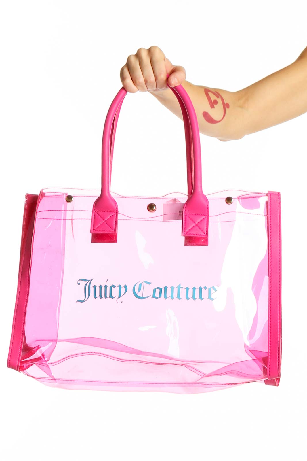 Pink Transparent Tote Bag Front