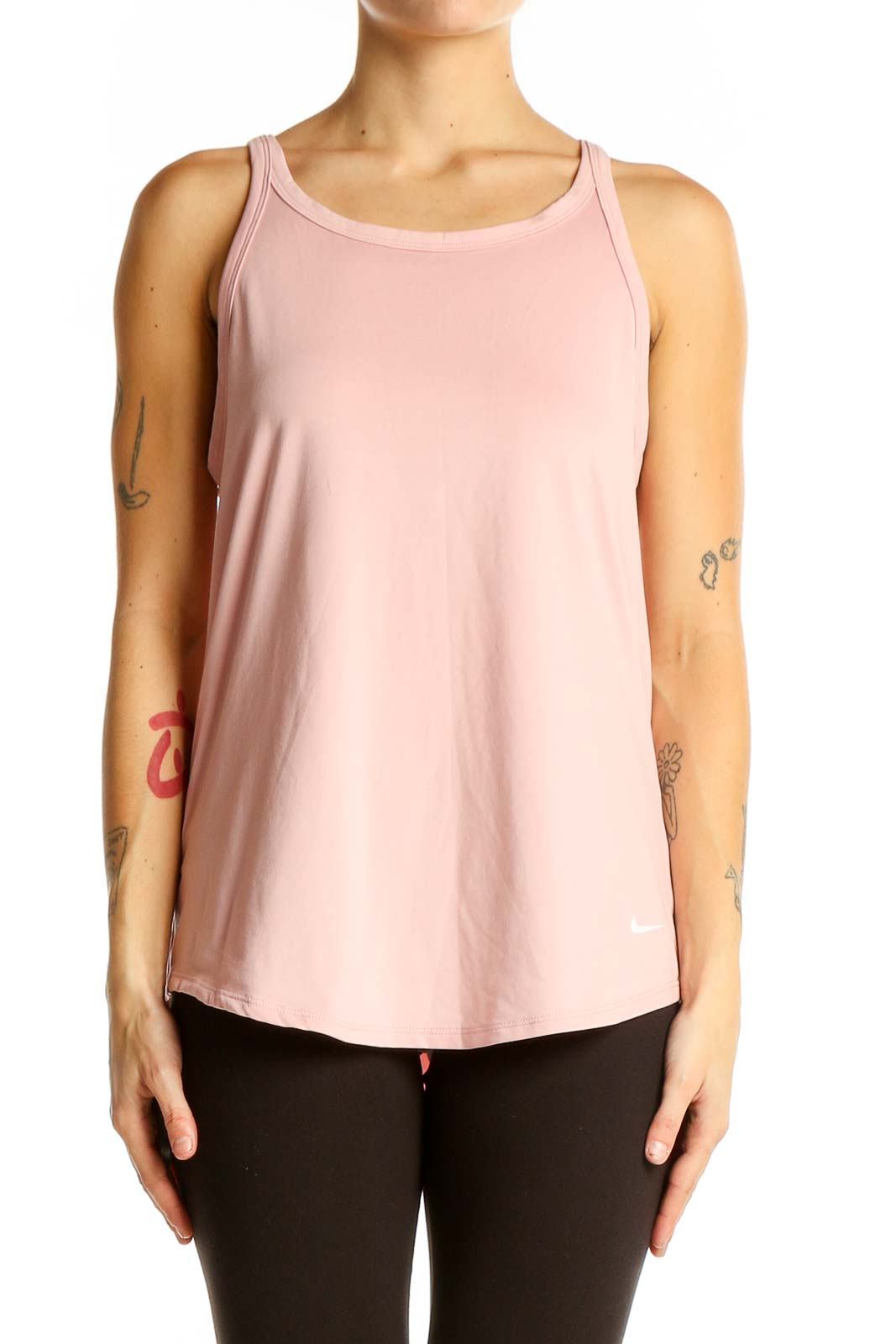 Pink Sleeveless Athletic Tank Top Front