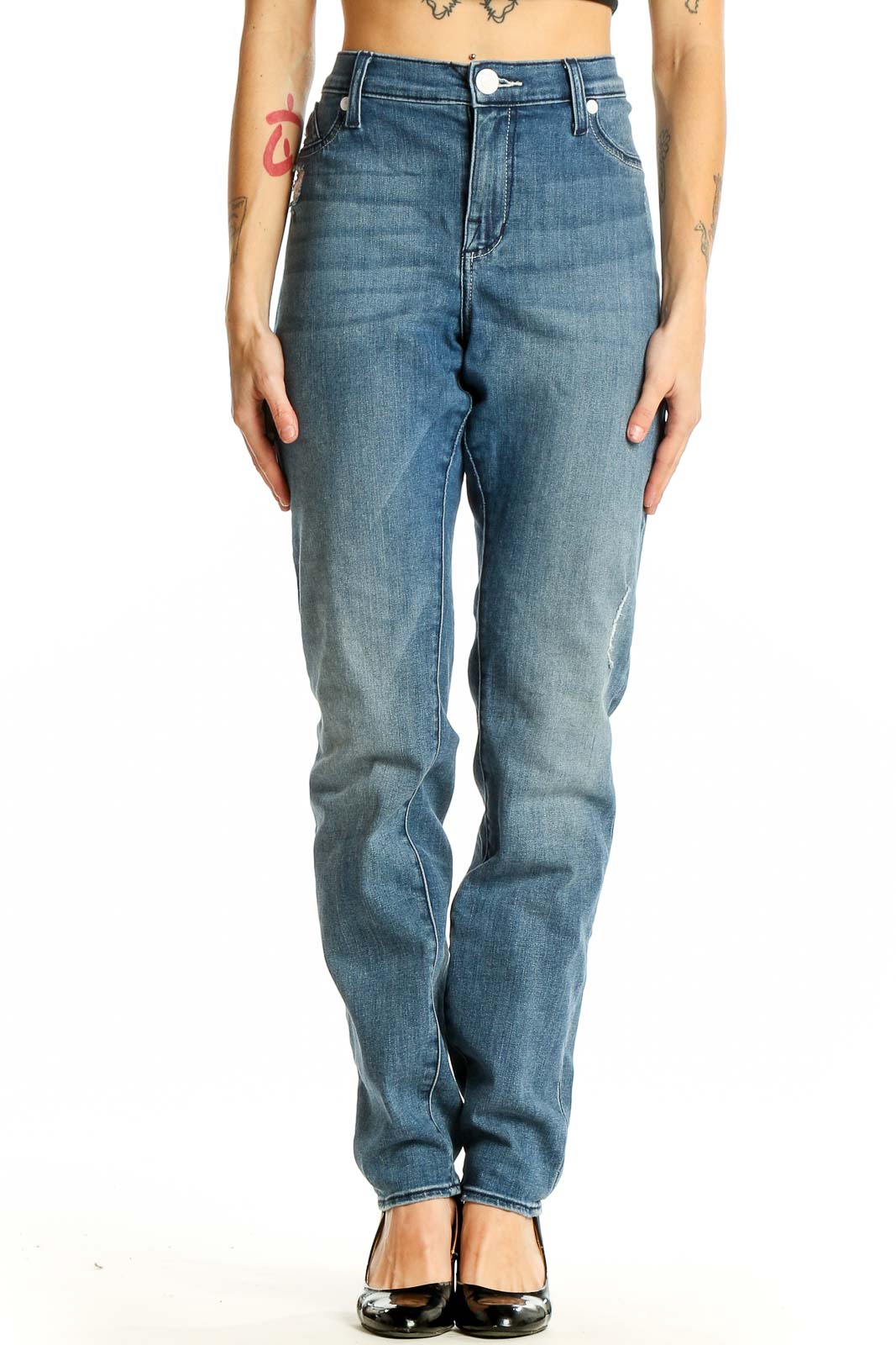 Blue Classic Straight Leg Jeans Front