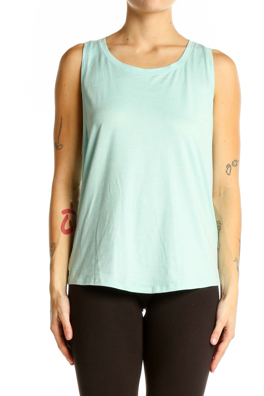 Mint Green Sleeveless Activewear Tank Top Front