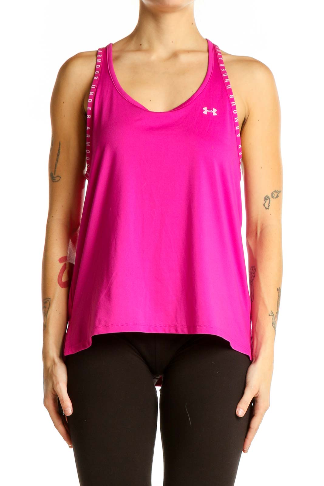 Pink Racerback Performance Tank Top Front