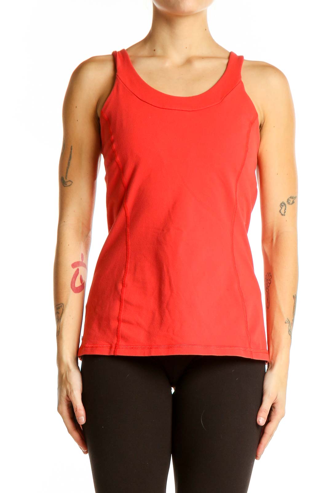 Red Sleeveless Athletic Tank Top Front