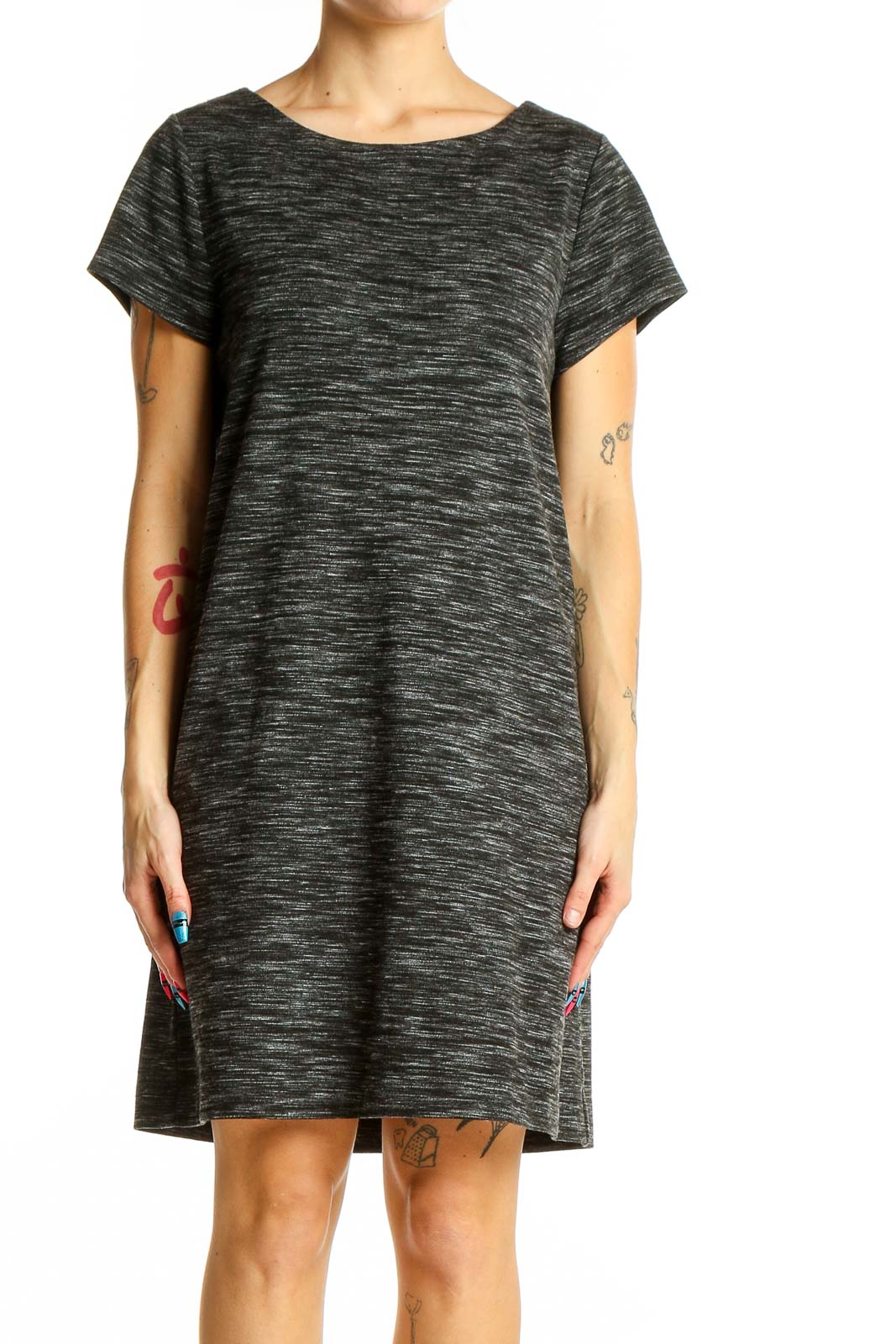 Charcoal Heathered T-Shirt Dress Front