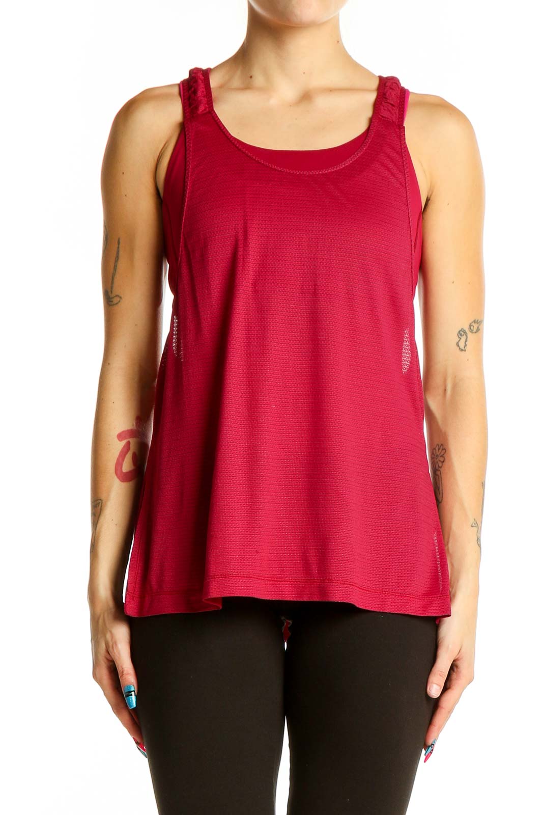 Red Breathable Mesh Tank Top Front