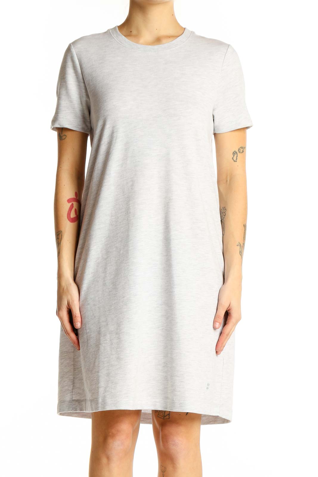 Light Gray Cotton-Blend T-Shirt Dress Front