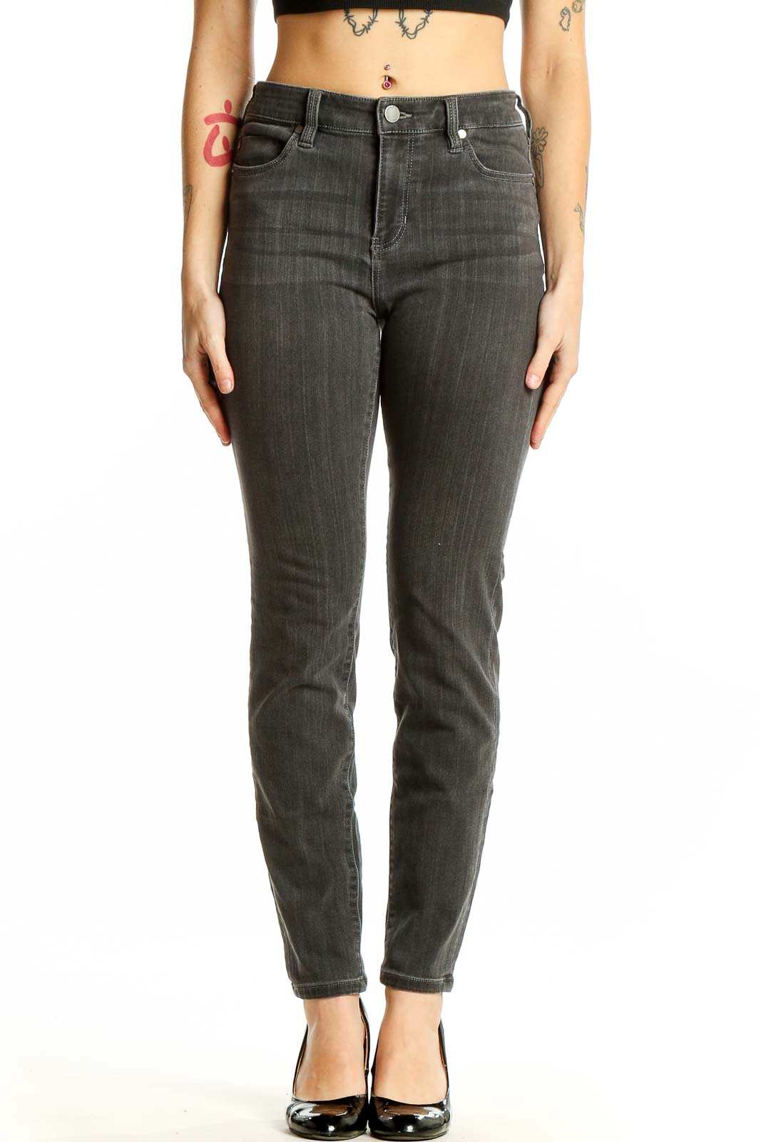 Gray Slim Fit Denim Jeans Front