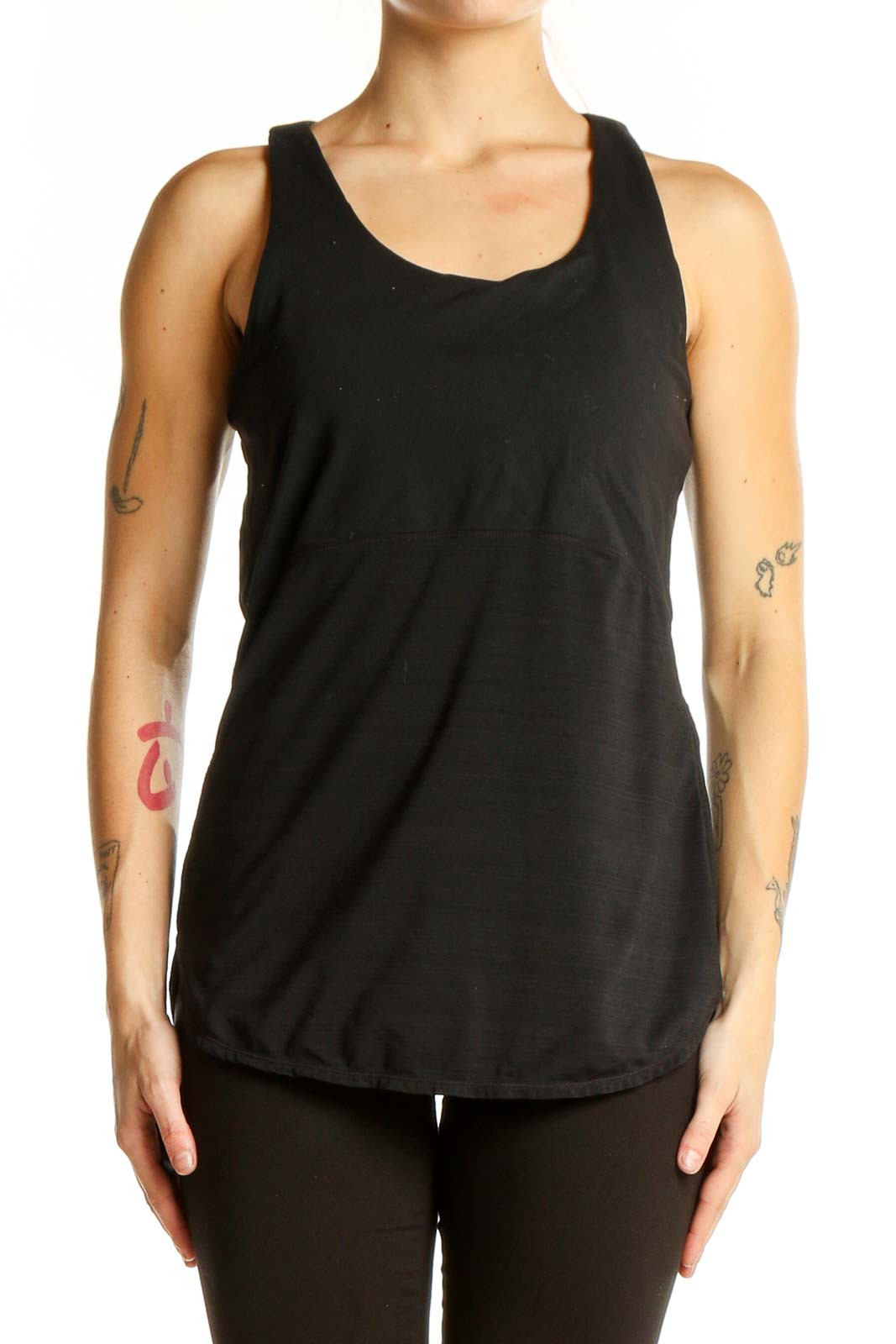 Black Sleek Performance Tank Top Front