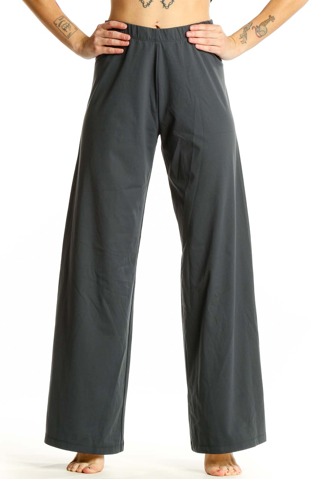 Gray Wide-Leg Activewear Pants Front