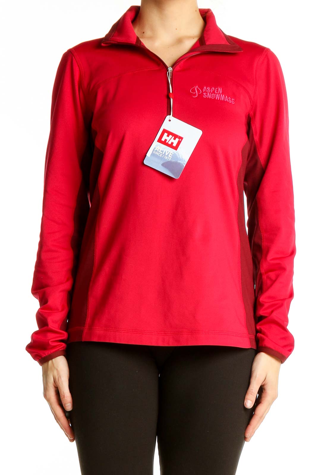 Red Performance Half-Zip Pullover Front