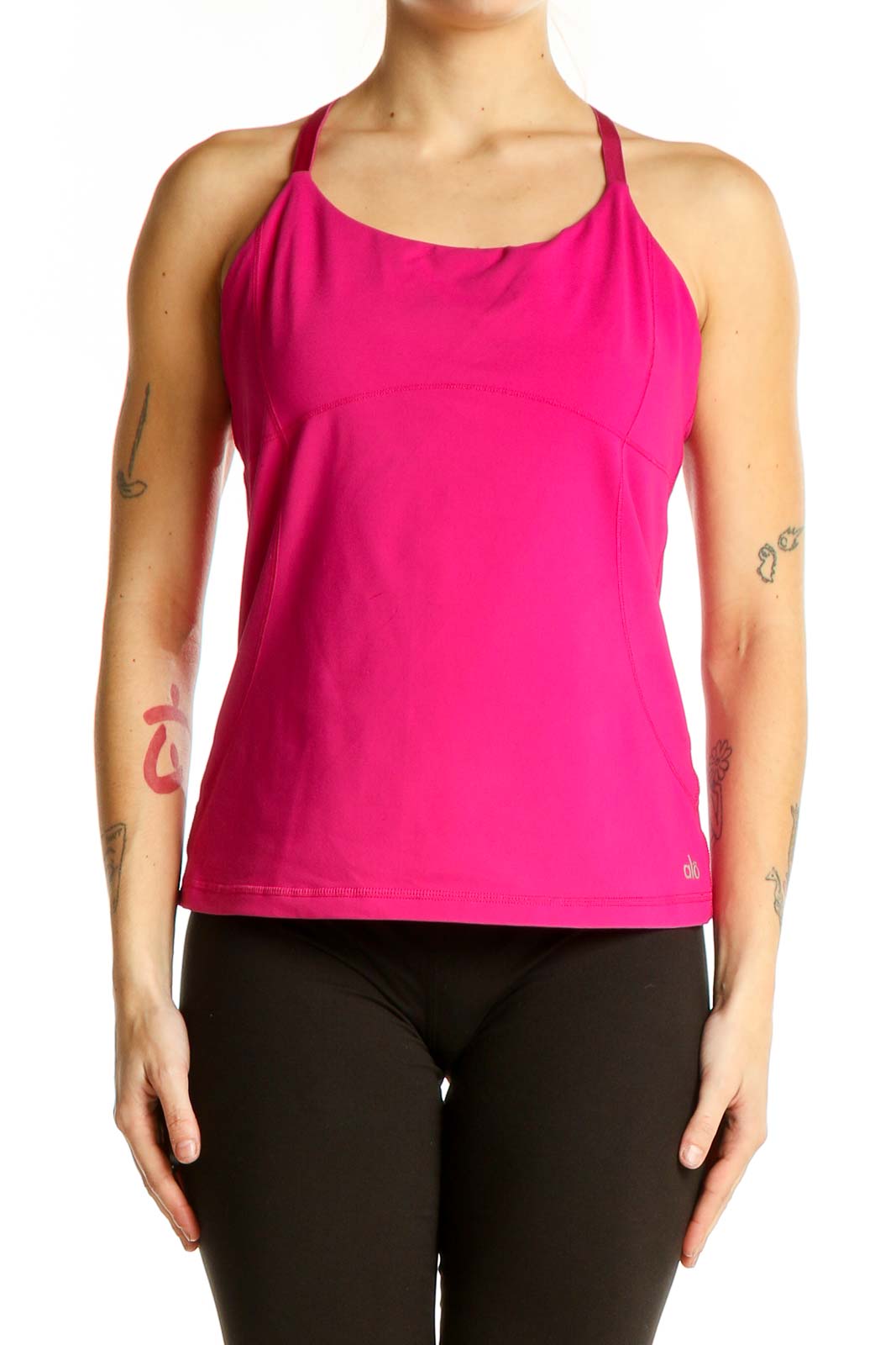 Hot Pink Racerback Athletic Tank Top Front
