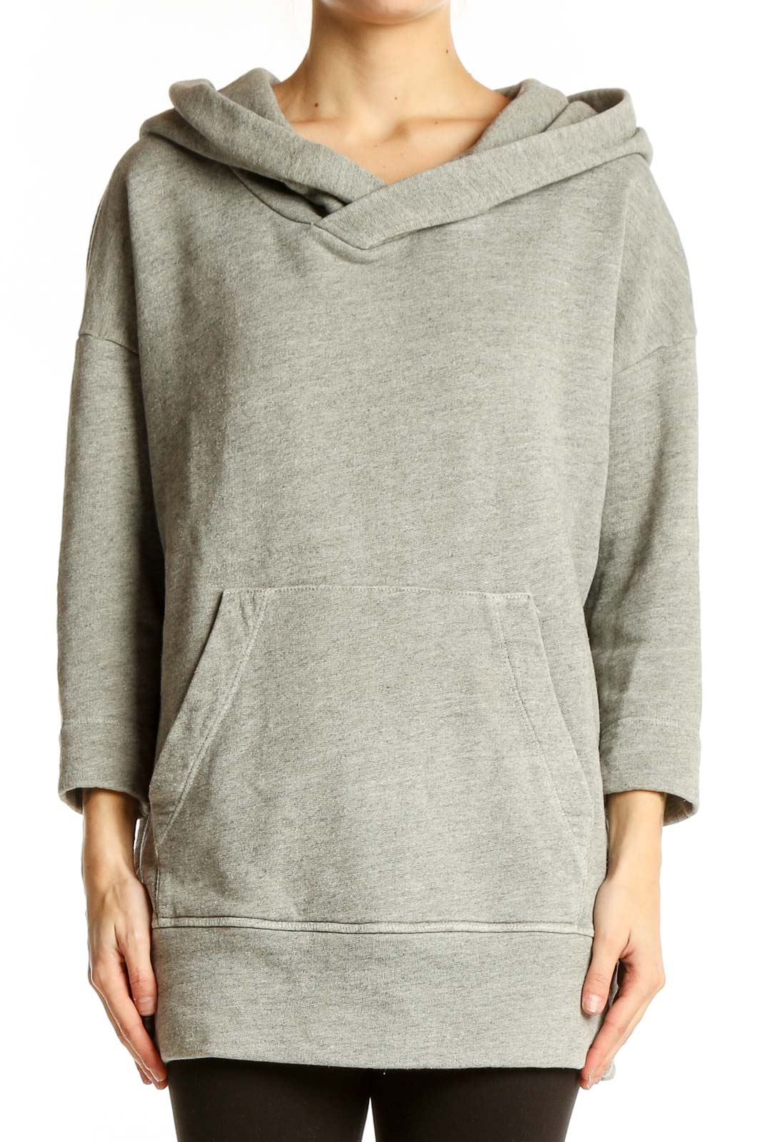 Gray Hooded Sweatshirt Jacket Front