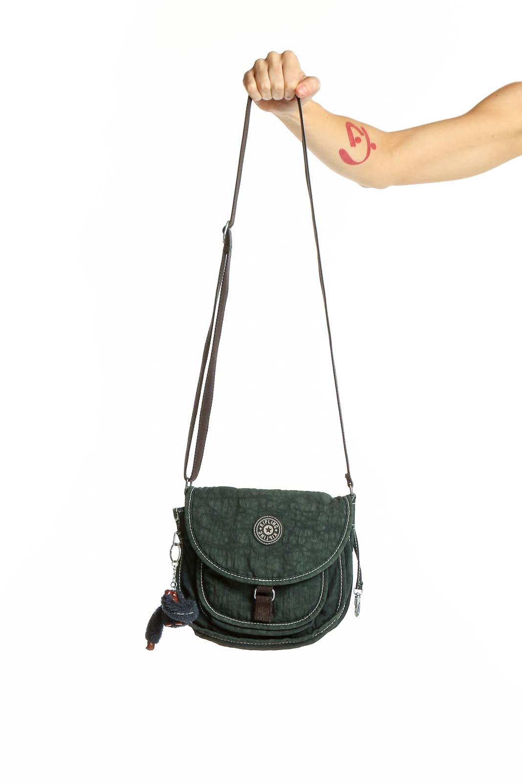 Green Suede Crossbody Bag Front