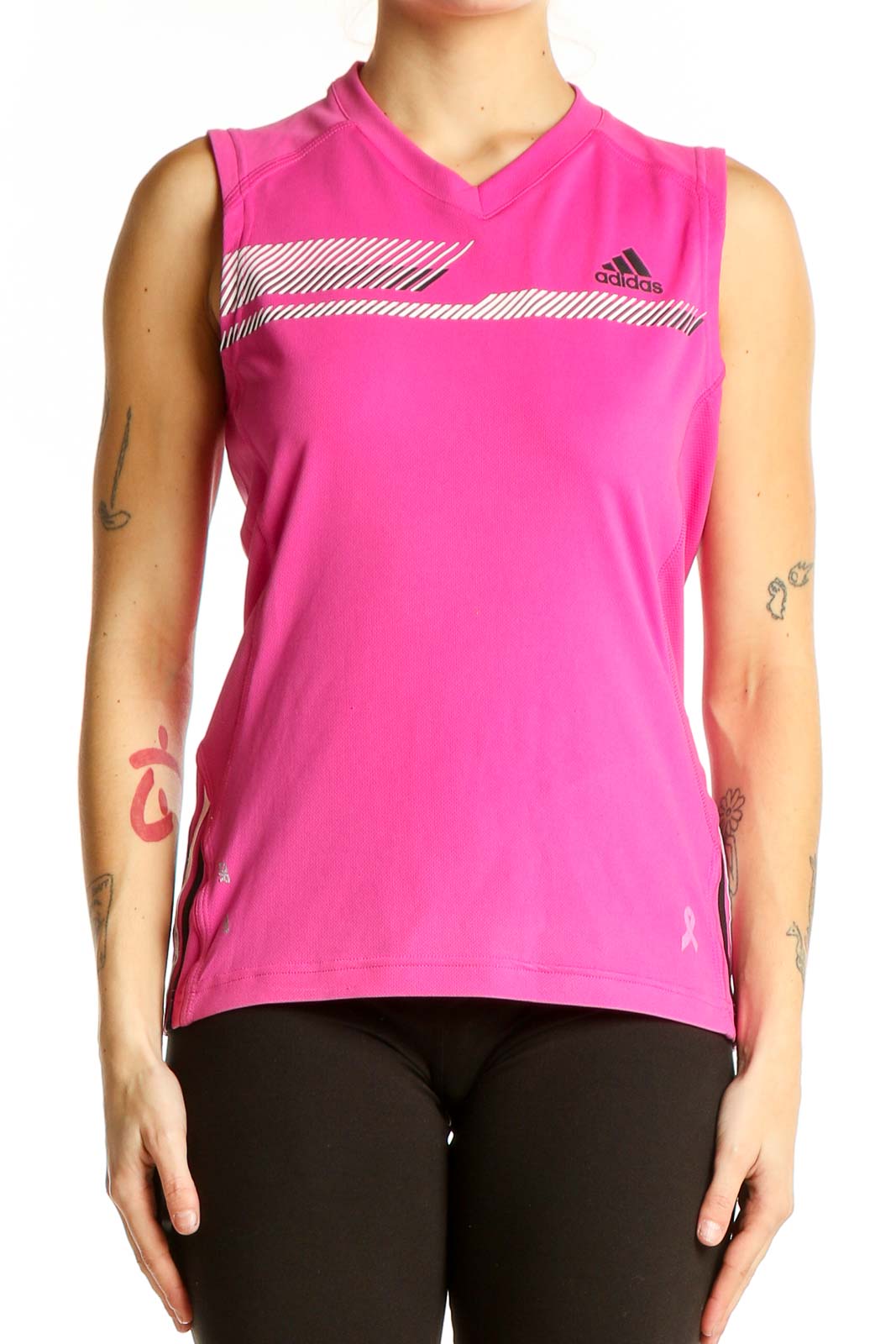 Pink Sleeveless Athletic Tank Top Front