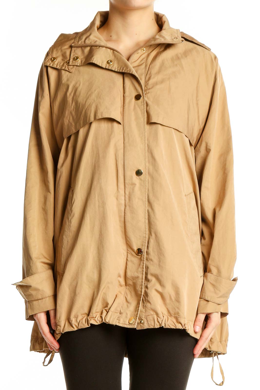 Beige Oversized Utility Jacket Front