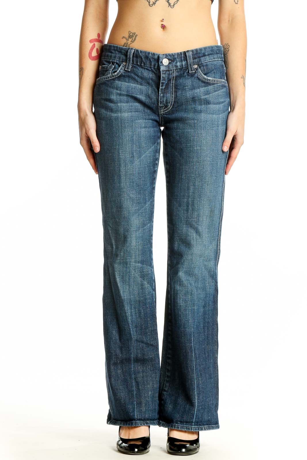 Blue Denim Bootcut Jeans Front