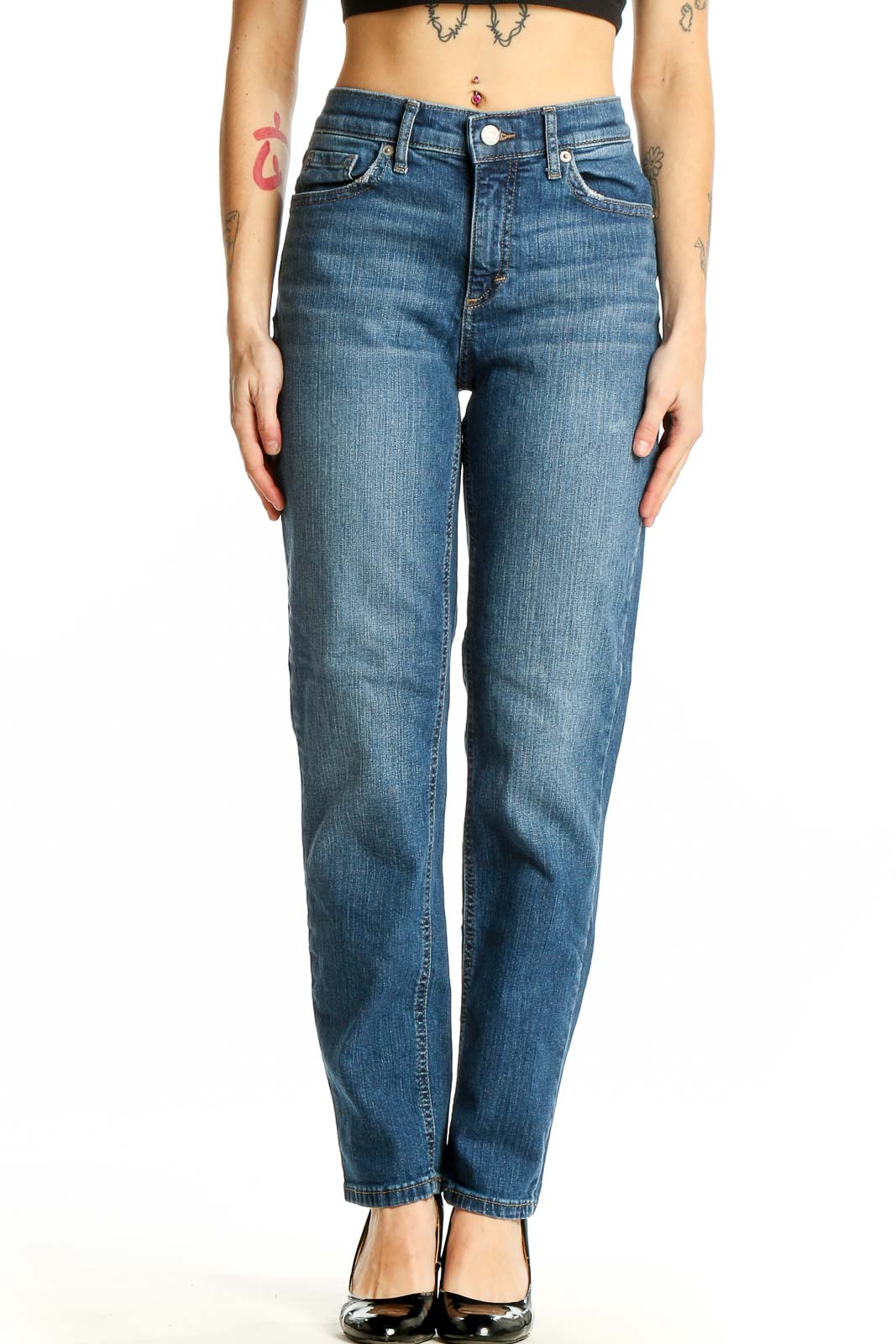 Blue Classic Straight Leg Jeans Front