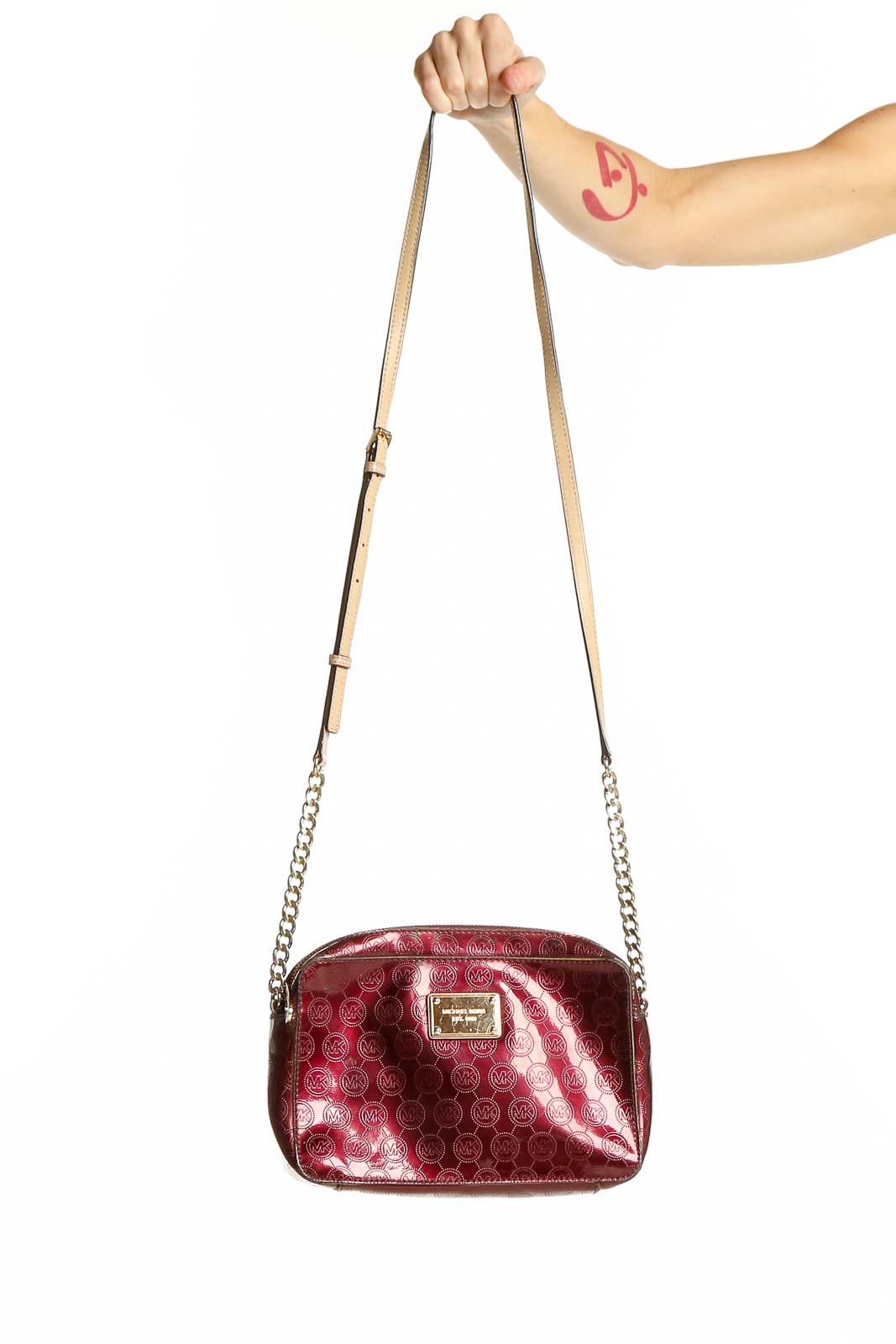 Burgundy Monogram Crossbody Bag Front