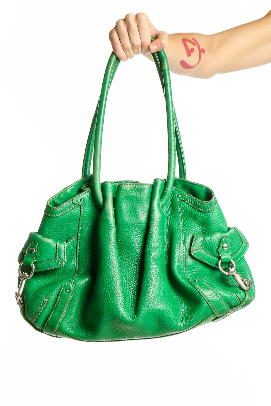 Green Leather Shoulder Bag Front
