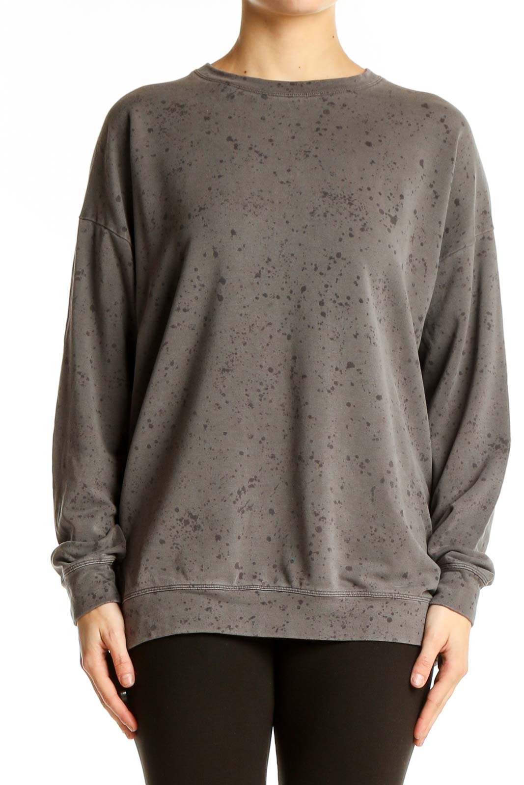 Gray Speckled Oversized Sweatshirt Front