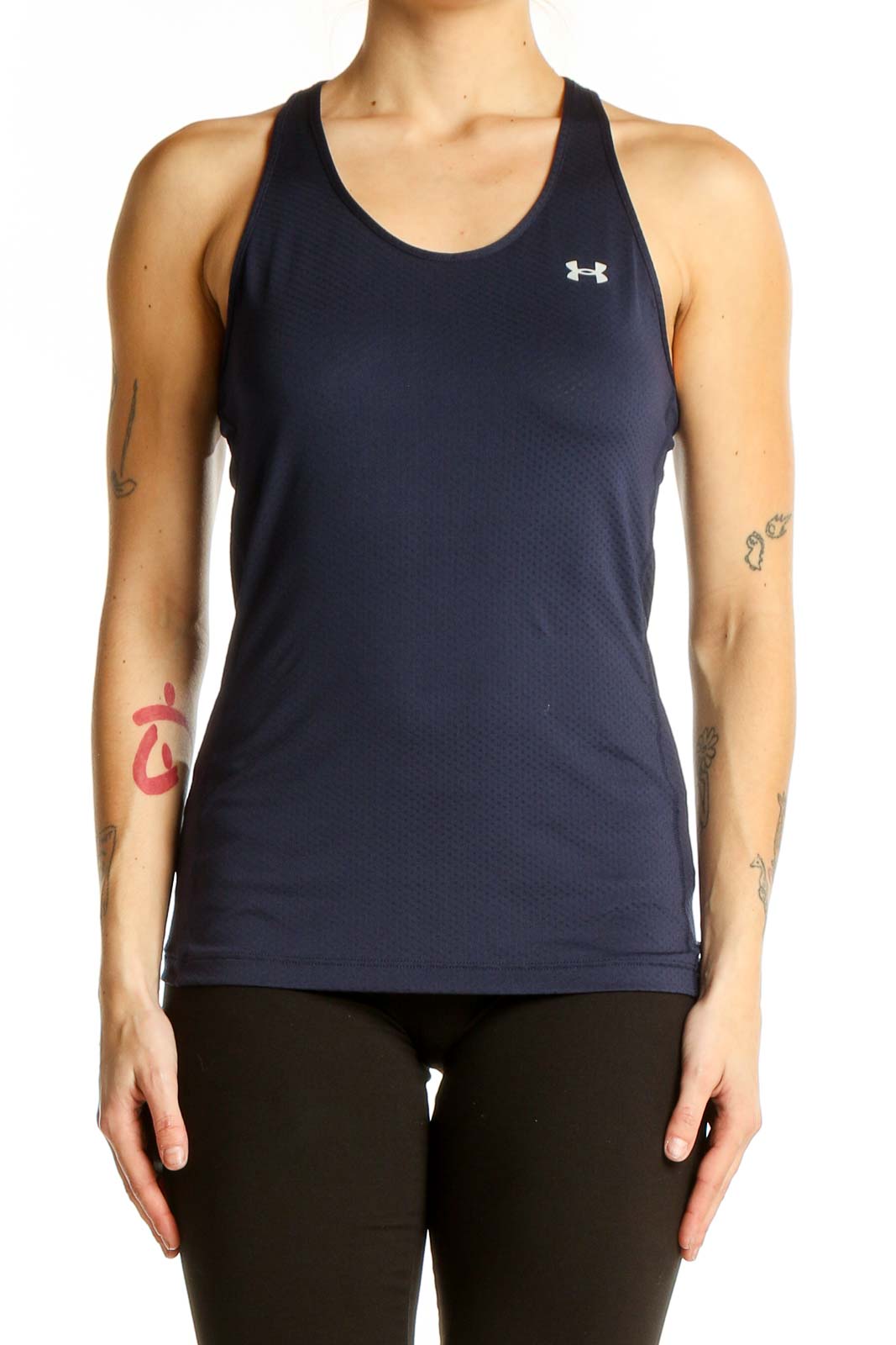 Navy Performance Racerback Tank Top Front