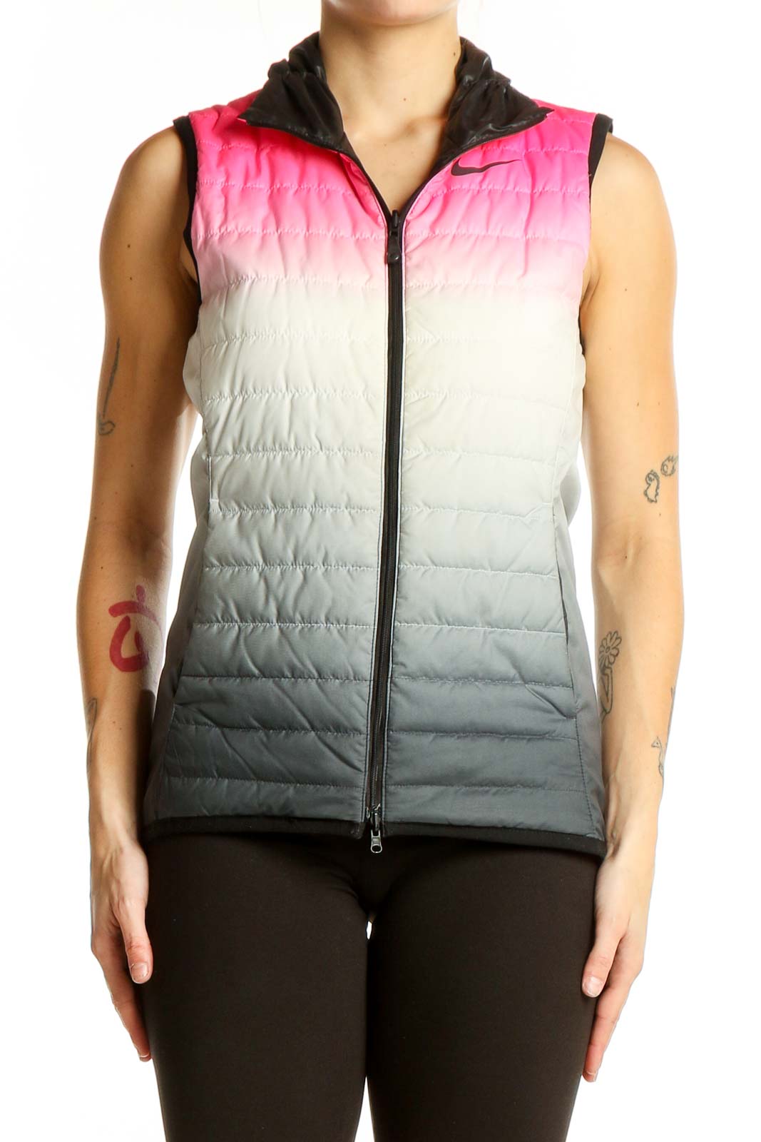 Pink Ombre Quilted Golf Vest Front