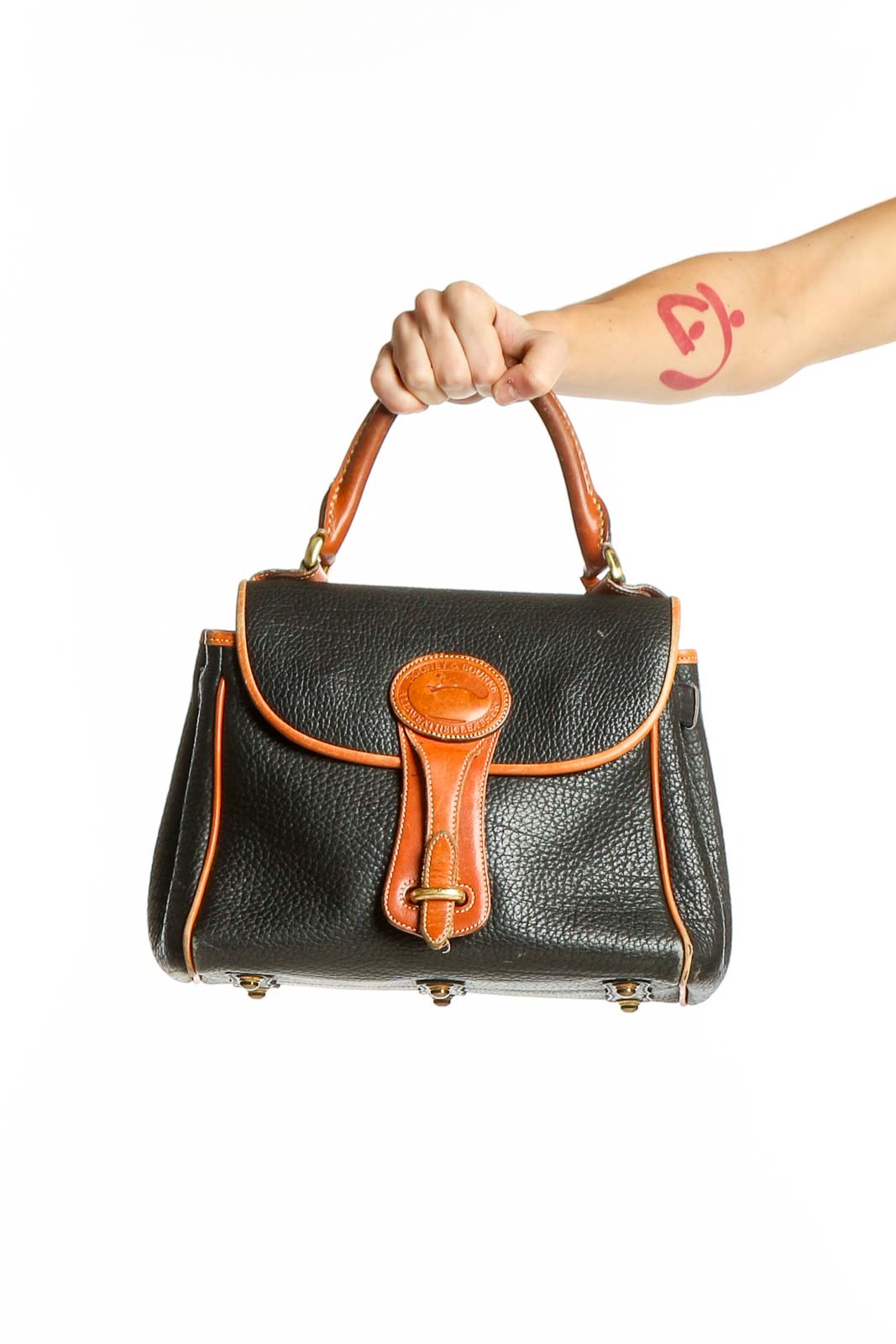 Black and Tan Leather Satchel Front