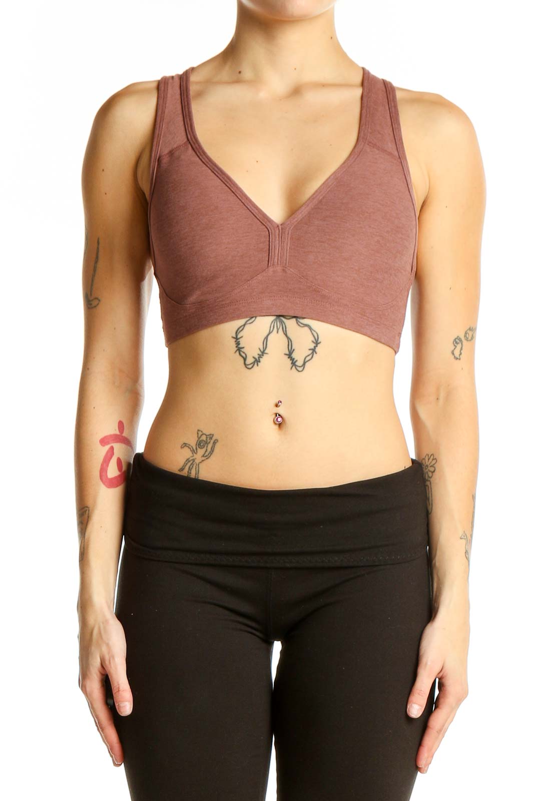 Mauve Racerback Sports Bra Front
