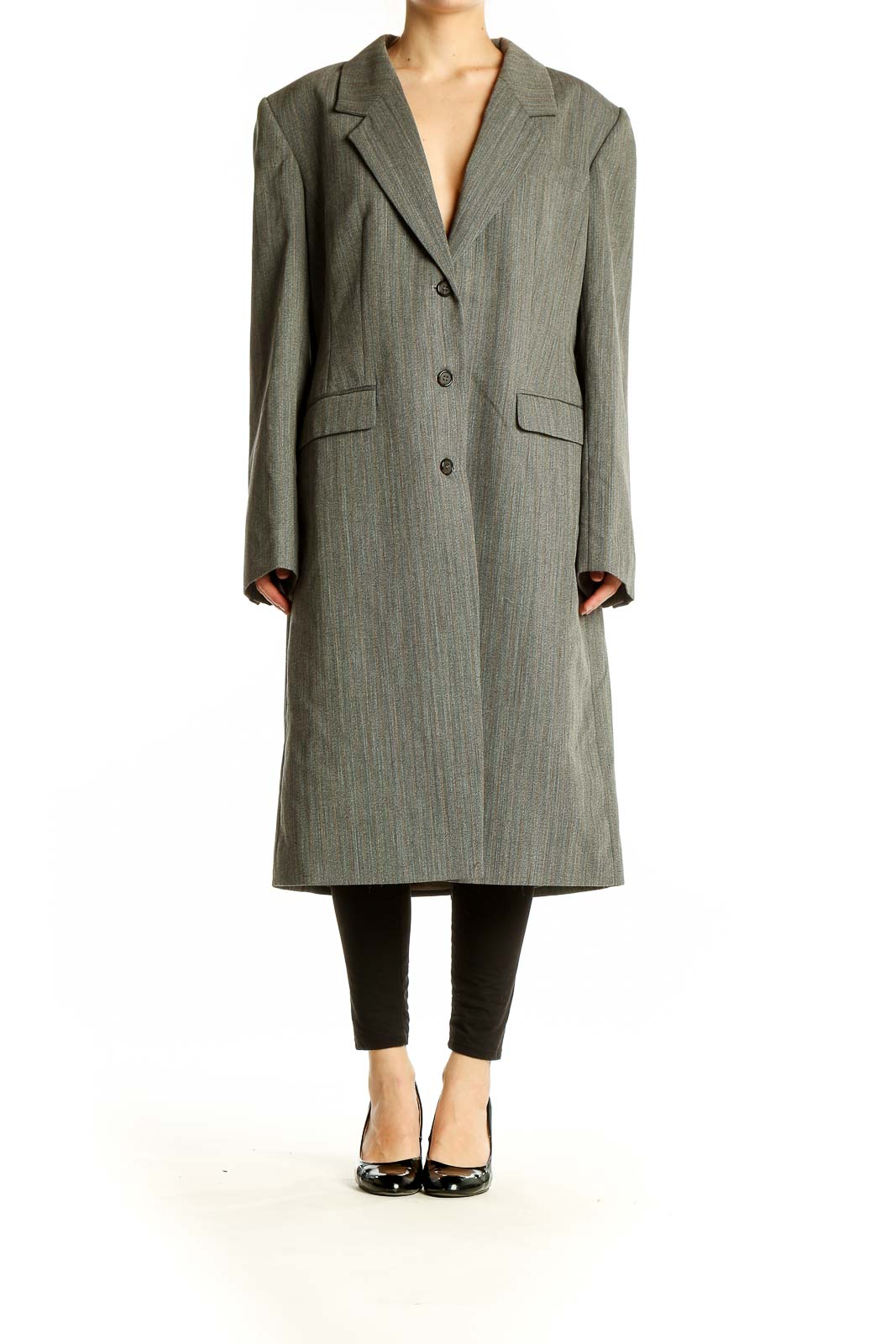 Olive Wool-Blend Long Coat Front