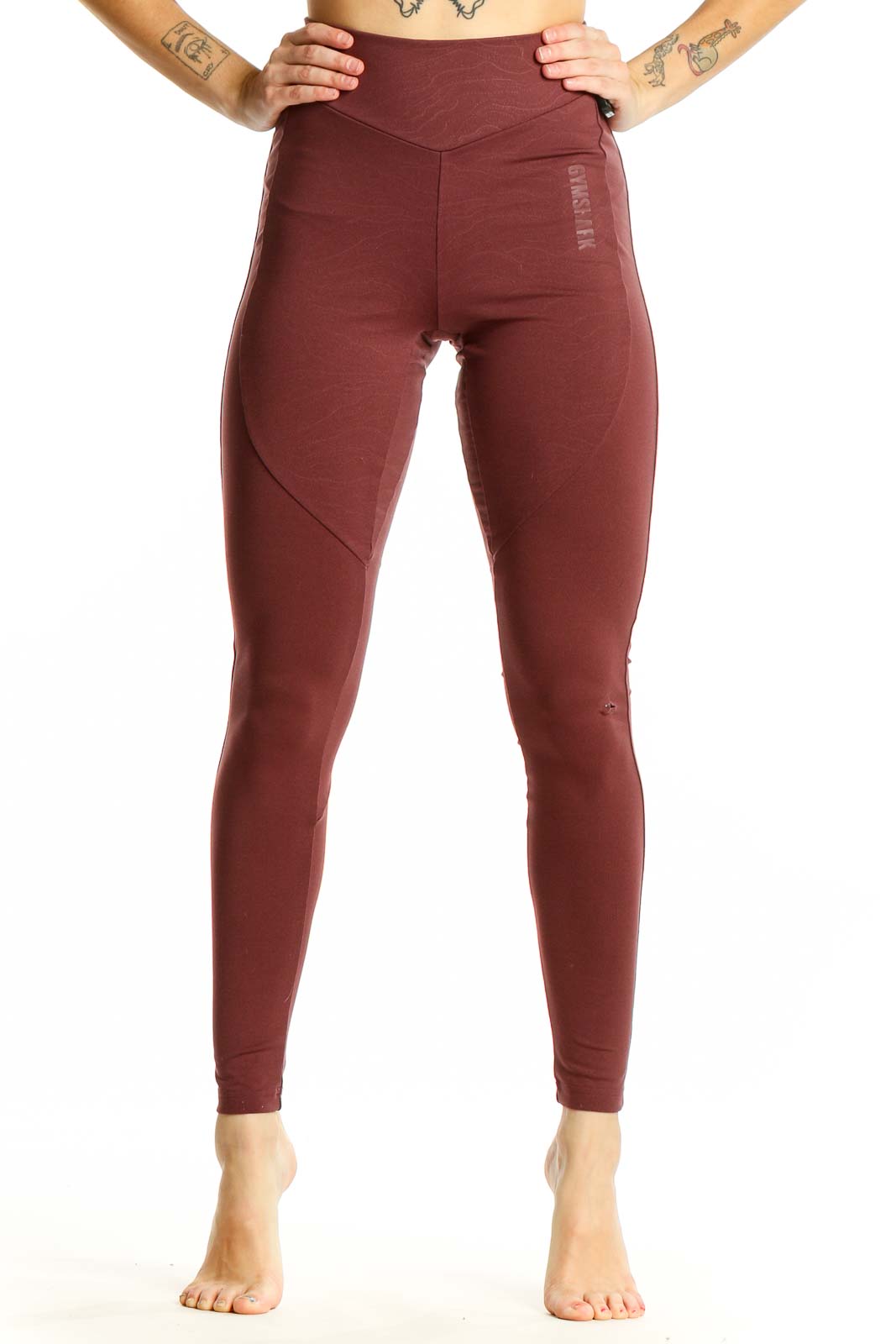 Burgundy High-Waisted Performance Leggings Front