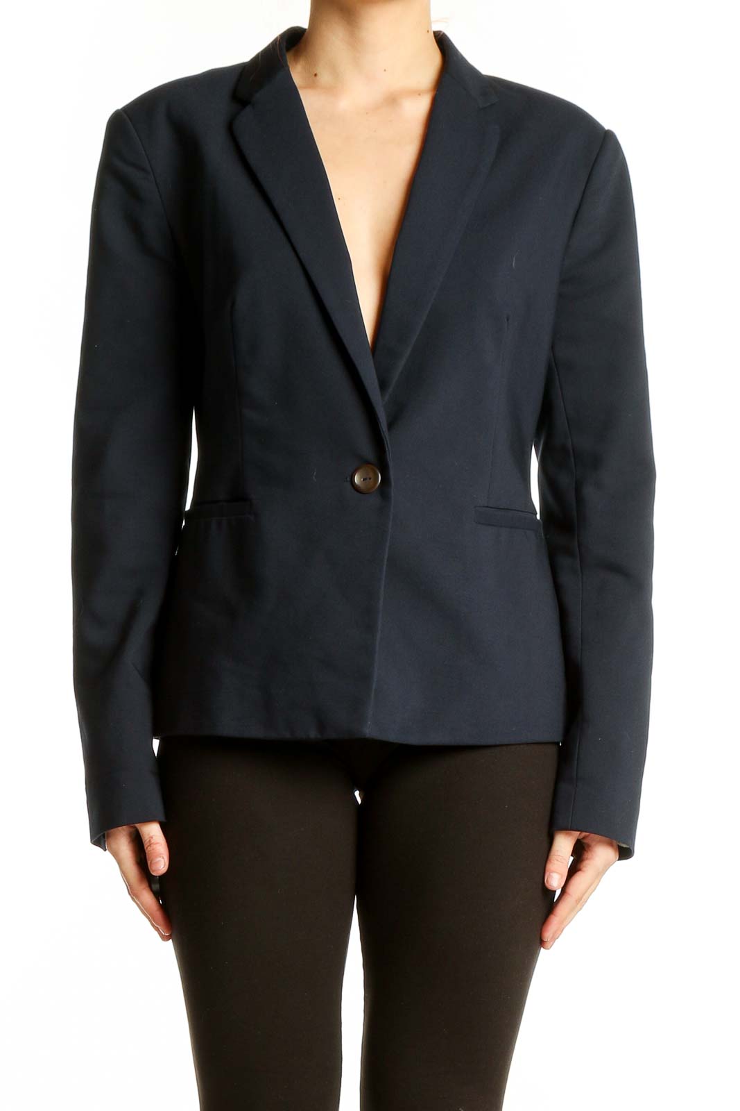 Navy Single-Button Blazer Front