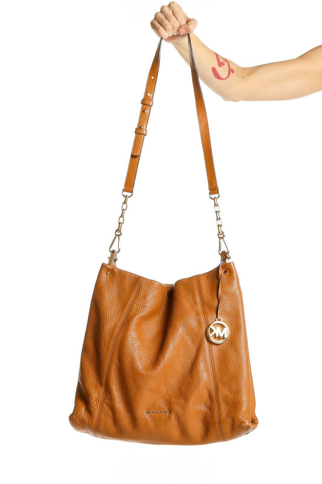 Tan Leather Hobo Shoulder Bag Front